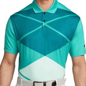 New $65 M & L Nike Men's Dri-FIT Vapor Polo DH0609-392 Teal Argyle ⛳️ Shirt